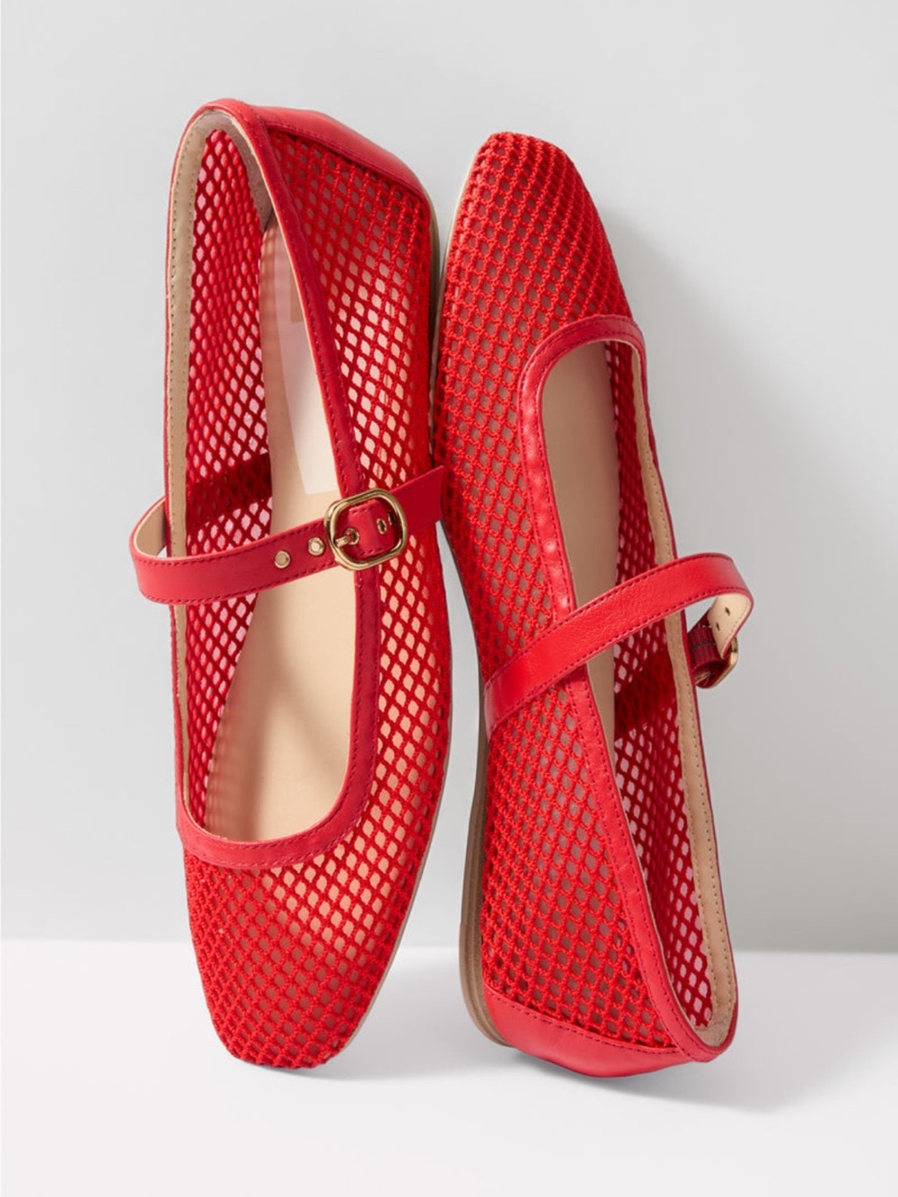 Dolce Vita Rodni Red Mesh Mary Jane Flats with Buckle